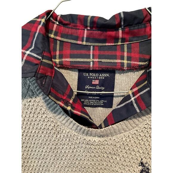 U.S Polo Association Polo Shirt Womens Medium Gray Cotton Raglan Sleeve Collared - Picture 4 of 4